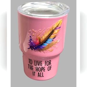 3oz little stainless steel pink mini to go cup with cover and straw